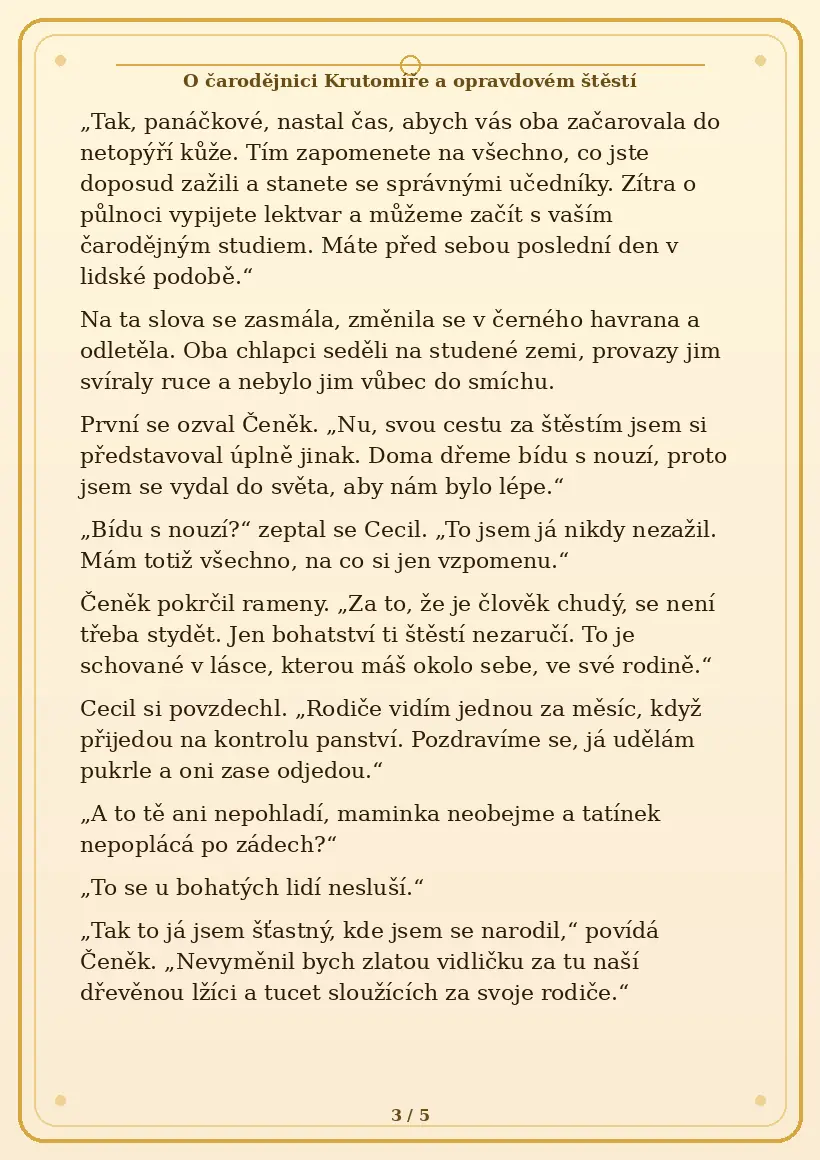 Strana 3 pohádky O čarodějnici Krutomíře a opravdovém štěstí