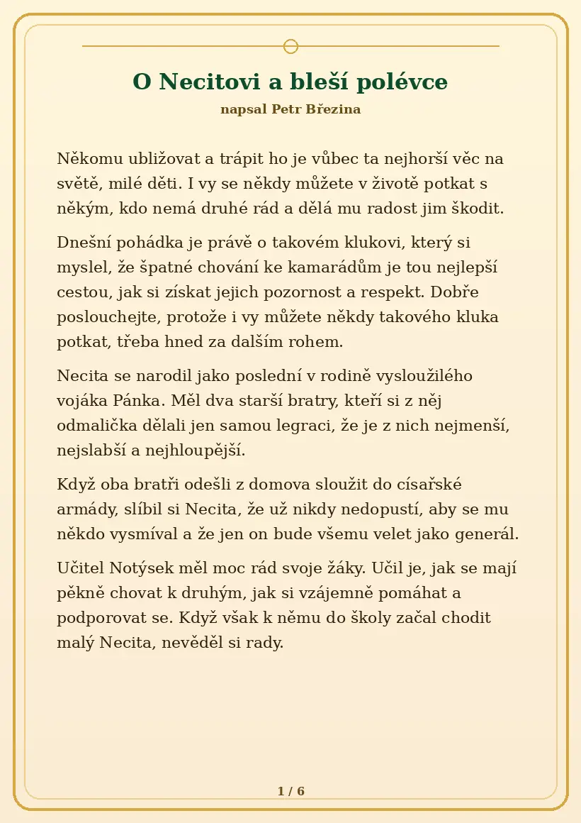 Strana 1 pohádky O Necitovi a bleší polévce
