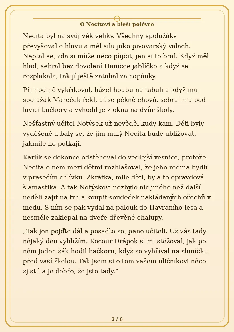 Strana 2 pohádky O Necitovi a bleší polévce