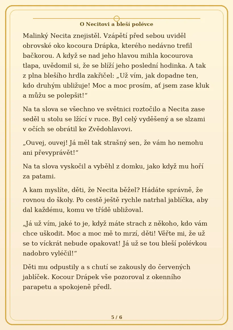 Strana 5 pohádky O Necitovi a bleší polévce