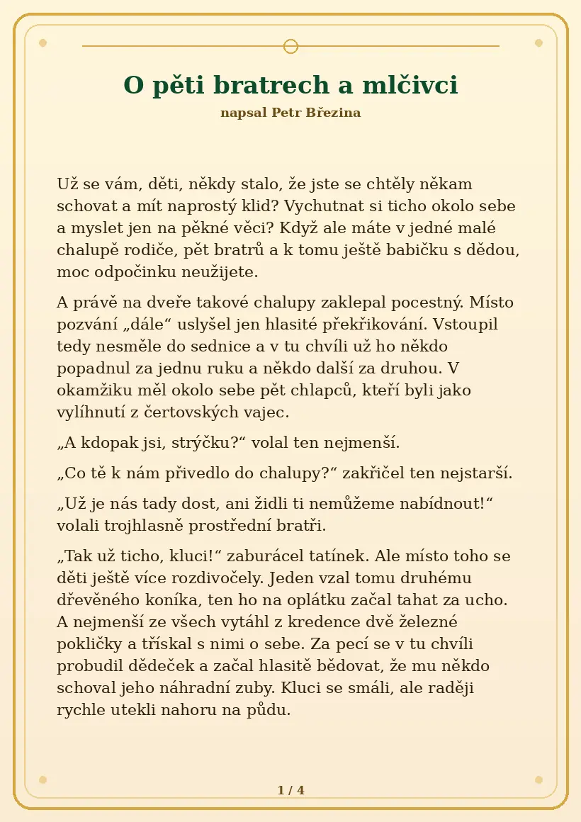 Strana 1 pohádky O pěti bratrech a mlčivci