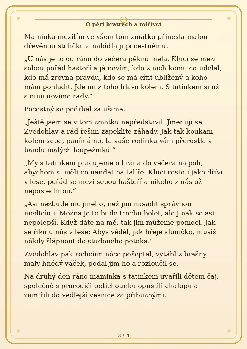 Strana 2 pohádky O pěti bratrech a mlčivci