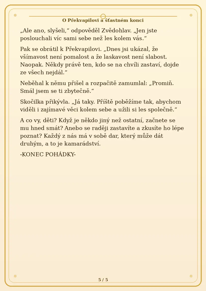 Strana 5 pohádky O Překvapilovi a šťastném konci