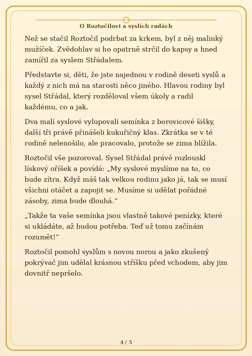 Strana 4 pohádky O Roztočilovi a syslích radách