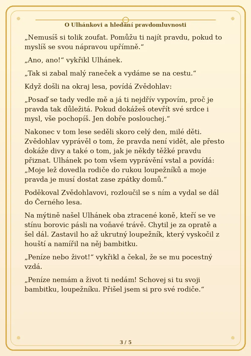 Strana 3 pohádky O Ulhánkovi a hledání pravdomluvnosti