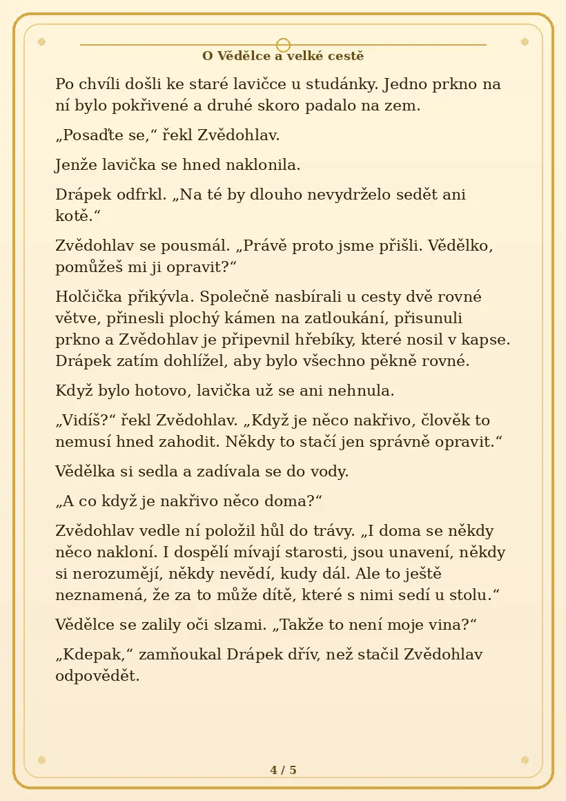 Strana 4 pohádky O Vědělce a velké cestě