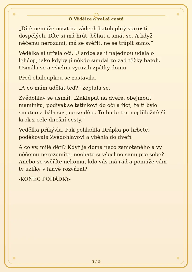 Strana 5 pohádky O Vědělce a velké cestě