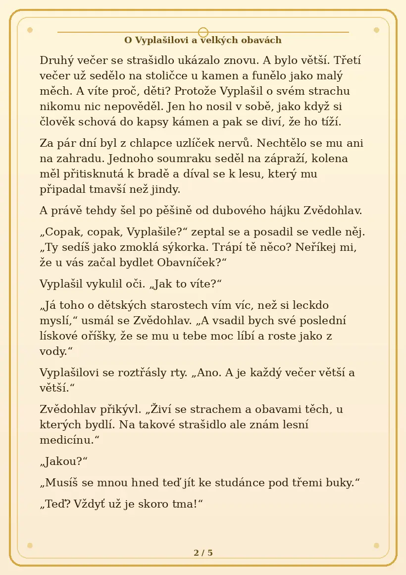 Strana 2 pohádky O Vyplašilovi a velkých obavách