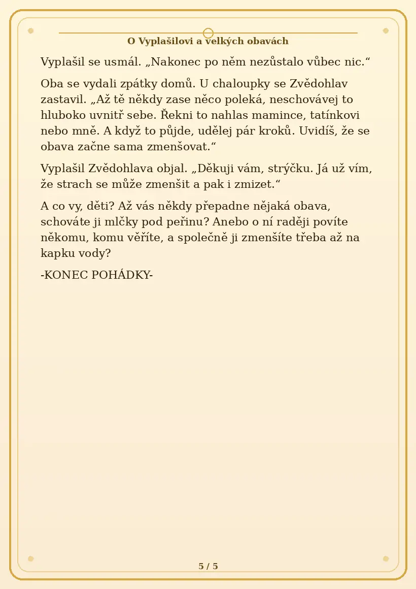 Strana 5 pohádky O Vyplašilovi a velkých obavách