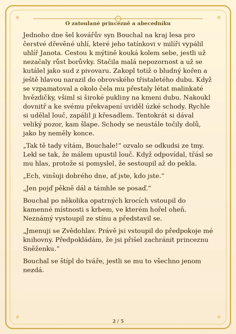 Strana 2 pohádky O zatoulané princezně a abecedníku
