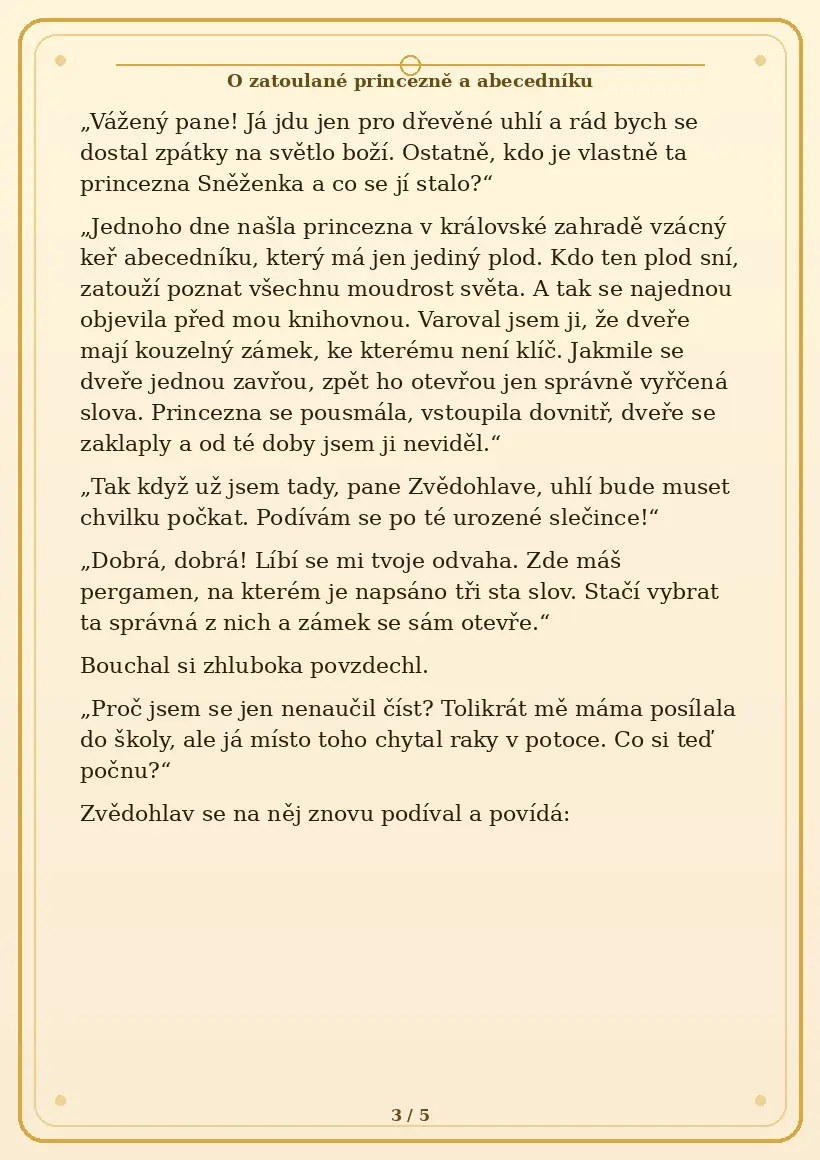 Strana 3 pohádky O zatoulané princezně a abecedníku