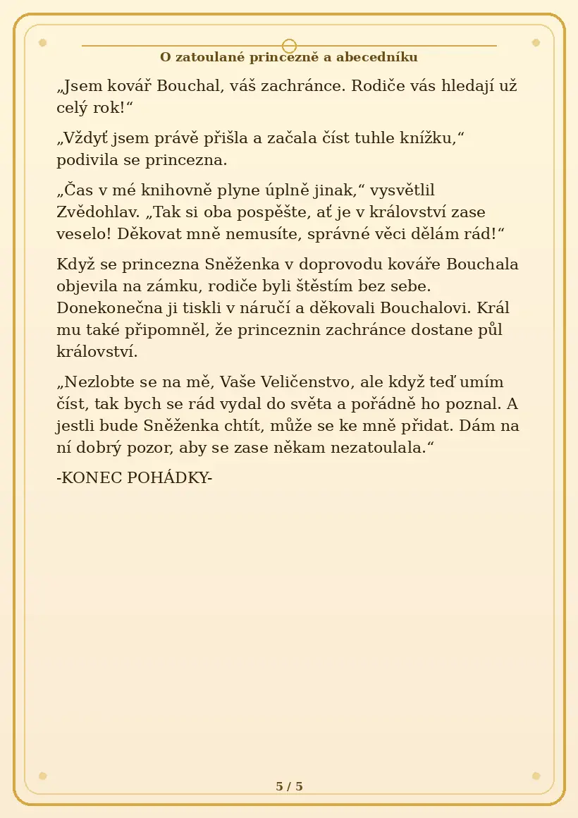Strana 5 pohádky O zatoulané princezně a abecedníku